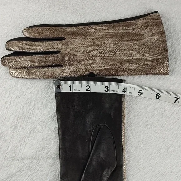 Leather Gold Snakeskin Print Black Vintage Chico's EUC Size SMALL Lined - Picture 9 of 9